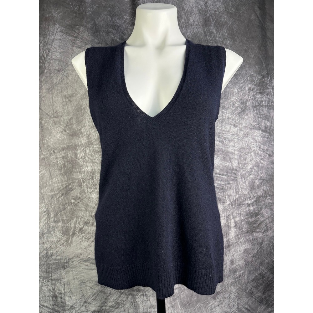 Vintage J.Crew Sweater Vest Women M Black Merino Angora Cashmere Luxury V-Neck